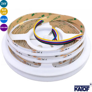 24V 840 LED RGB+CCT COB Şerit LED – RGB + Beyaz + Sıcak Beyaz 5 Metre