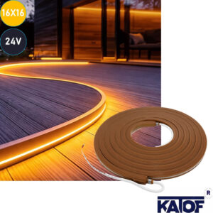 24V 16x16mm 4000K Kahverengi Zemin Neon Flex IP67 5Metre - Görsel 3