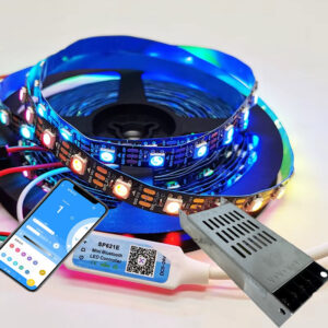 5V WS2812B ARGB Pixel Led 5Metre + 5V 10A Trafo + SP621E Bluetooth Kontrol Seti - Görsel 3