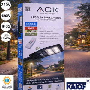 ACK 120W IP65 6500K Solar Enerjili Sokak Armatürü