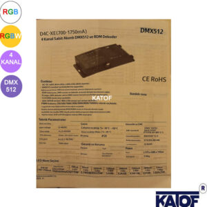 D4C-XE 4 Kanal DMX512 Sabit Akım LED Decoder (700-1750mA), RGB/RGBW Power LED Sürücü - Görsel 6