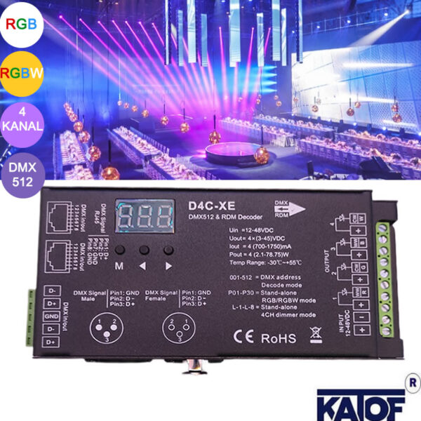 D4C-XE-4Kanal-DMX512-Sabit-Akim-LED-Decoder-0700-1750mA-RGB-RGBW-Power-Led-surucu
