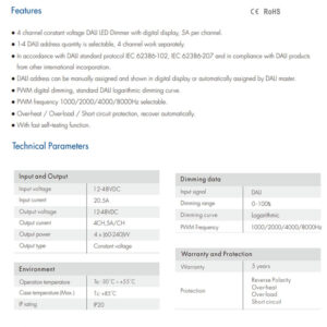 20A 12-48Volt 4 Kanal Tek Renk Led Kontrol Cihazı - Akıllı Sistem - Görsel 3