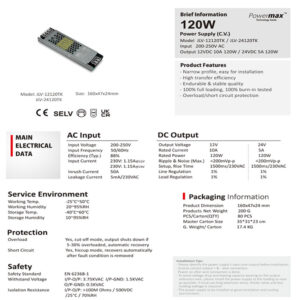 12Volt 10Amper 120W İç Mekan Slim Kasa Metal Adaptör Jinbo - Görsel 3