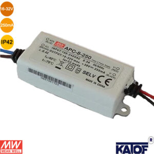 APC-8-250 LED Sürücü 16-32V 250mA IP42 Sabit Akım Adaptör