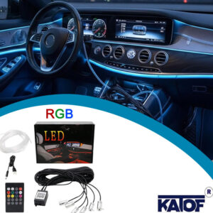 12V Araç İçi Ambiyans LED RGB Neon İp 5 Parça Bluetooth App Kontrollü Set