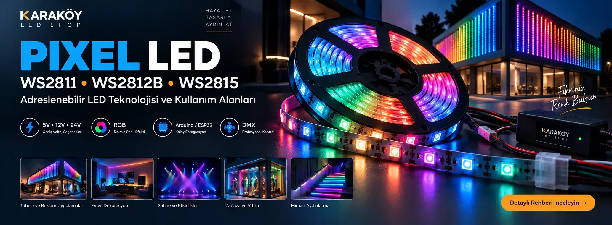 Pixel LED Nedir? | WS2811, WS2812B, WS2815 Pixel LED Çeşitleri ve Kullanım Alanları