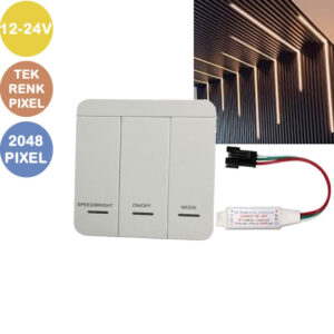 12-24Volt Tek Renk Pixel Led Kontrol Anahtarlı Duvar Tipi - Görsel 3